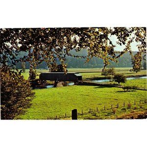 Historic Covered Bridge Postcard Travel Unposted Cathlamet Washington River